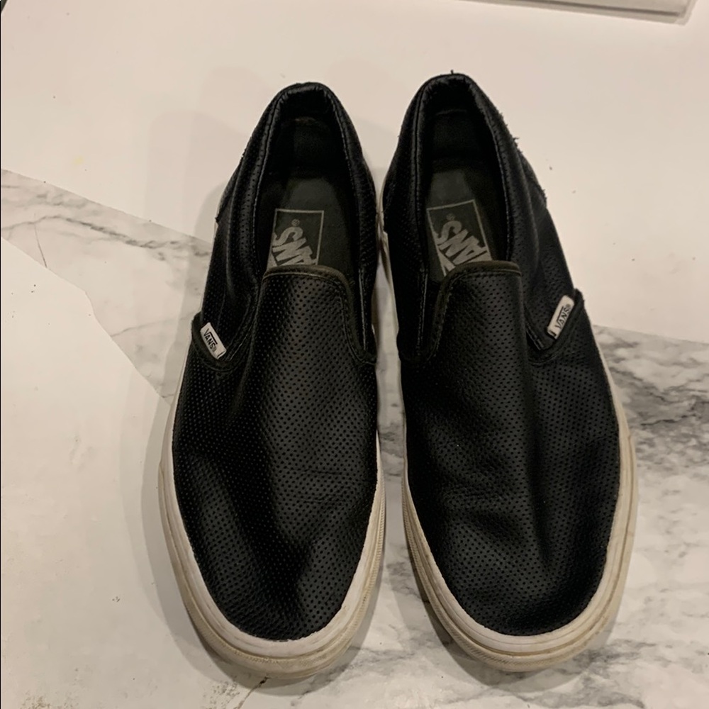 Vans Black Slip-Ons white soles